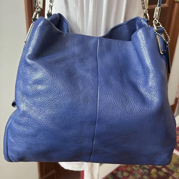 Coach  Madison Phoebe  pebble leather Royal blue  triple compart. Shoulder Bag - Picture 1 of 17